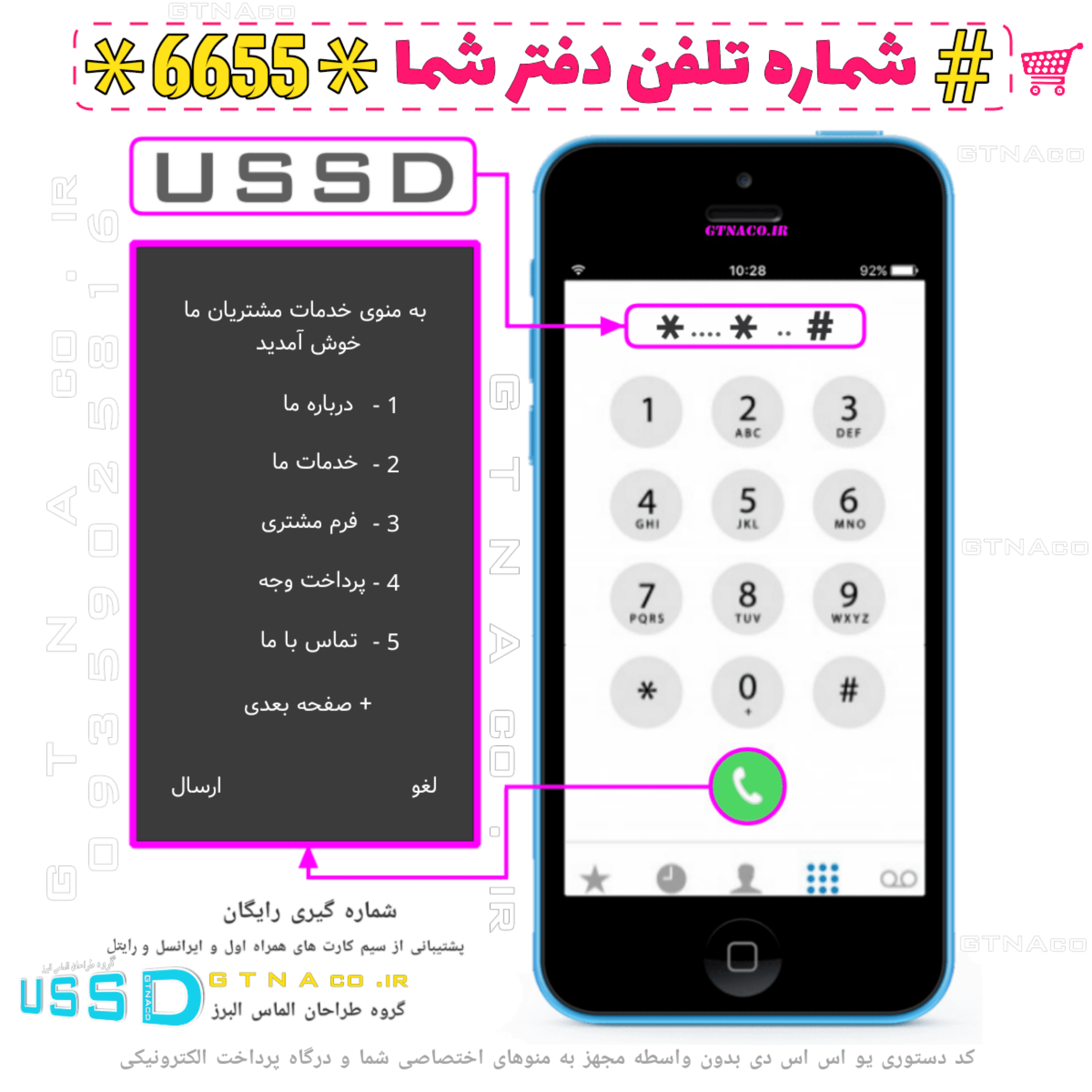 کد دستوری ویژه #شماره تلفن شما*6655*