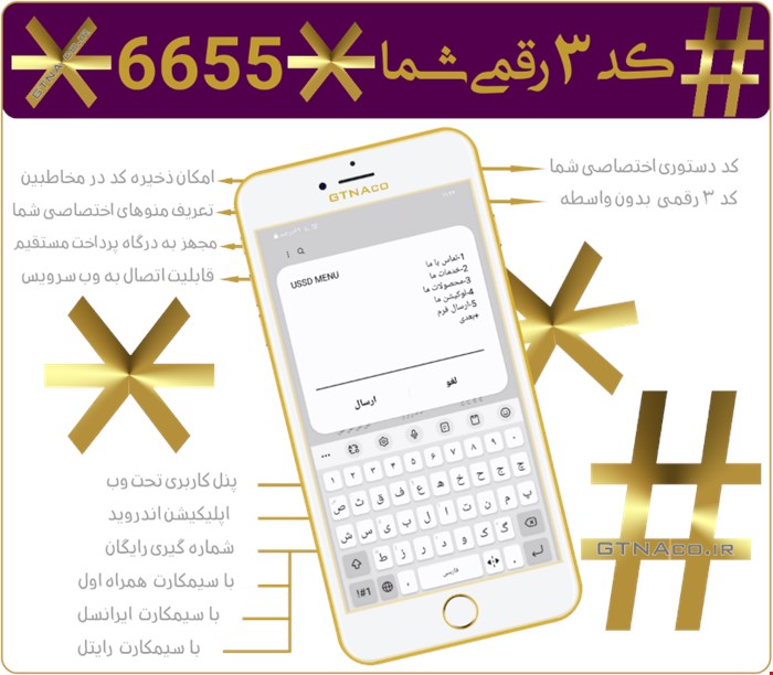 سرویس کد دستوری ۳ رقمی USSD مجهز به منوهای ارتباطی و فروشگاهی | USSD