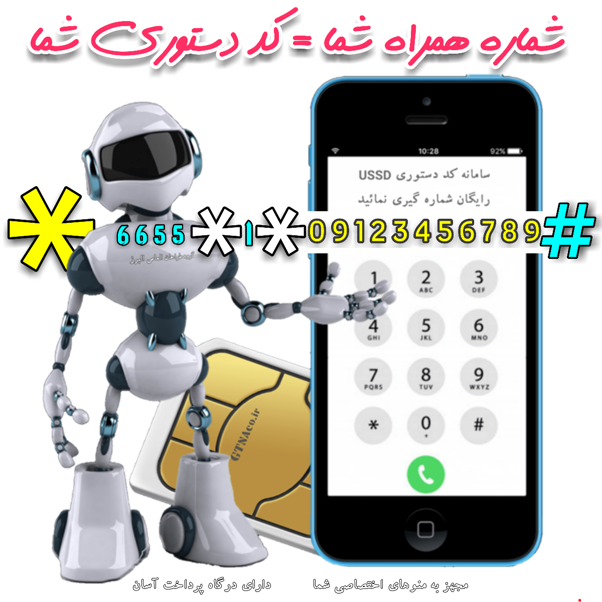 کد دستوری ویژه شماره موبایل شما مجهز به درگاه پرداخت الکترونیکی, پشتیبانی از سیمکارتهای همراه اول و ایرانسل