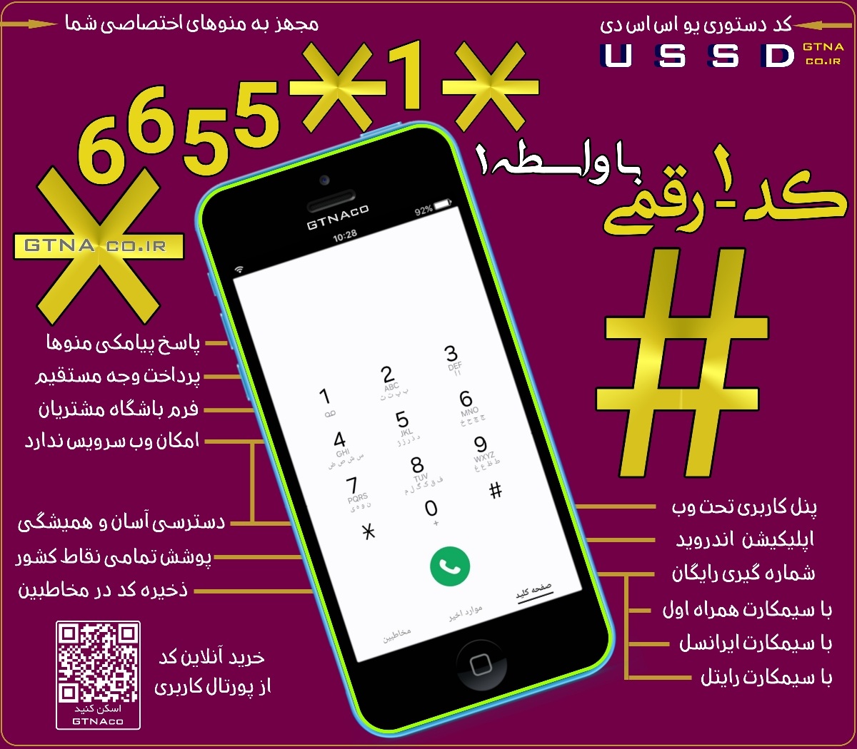 سرویس کد دستوری۱رقمی با واسطه ۱*