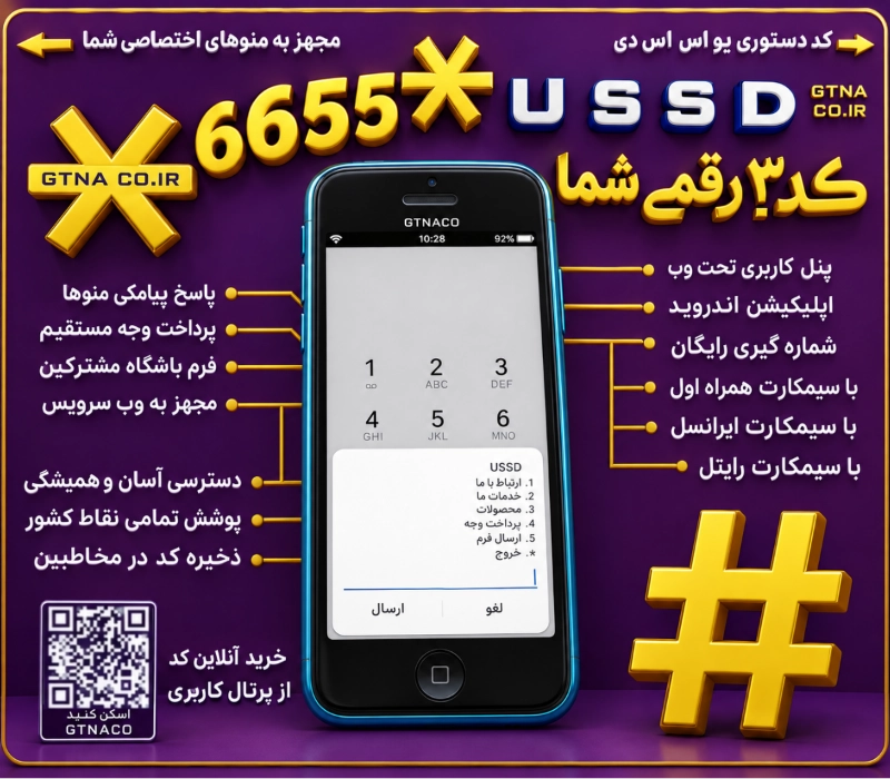 سرویس کد دستوری ۳ رقمی USSD مجهز به منوهای ارتباطی و فروشگاهی | USSD